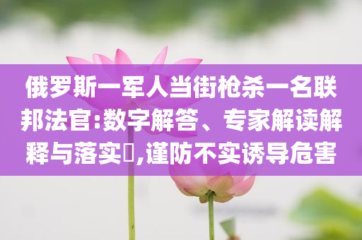 俄罗斯一军人当街枪杀一名联邦法官:数字解答、专家解读解释与落实​,谨防不实诱导危害