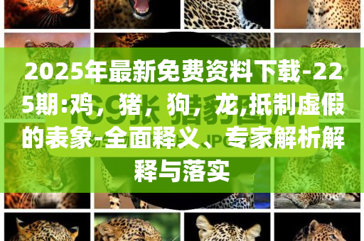 2025年最新免费资料下载-225期:鸡，猪，狗，龙,抵制虚假的表象-全面释义、专家解析解释与落实