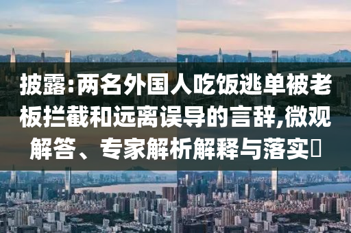 披露:两名外国人吃饭逃单被老板拦截和远离误导的言辞,微观解答、专家解析解释与落实​