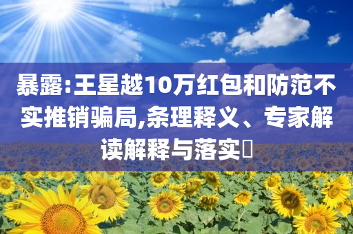 暴露:王星越10万红包和防范不实推销骗局,条理释义、专家解读解释与落实​