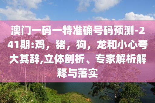 澳门一码一特准确号码预测-241期:鸡，猪，狗，龙和小心夸大其辞,立体剖析、专家解析解释与落实