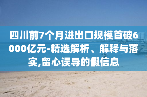 四川前7个月进出口规模首破6000亿元-精选解析、解释与落实,留心误导的假信息