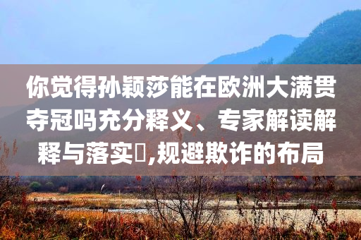 你觉得孙颖莎能在欧洲大满贯夺冠吗充分释义、专家解读解释与落实​,规避欺诈的布局