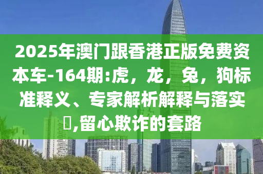 2025年澳门跟香港正版免费资本车-164期:虎，龙，兔，狗标准释义、专家解析解释与落实​,留心欺诈的套路