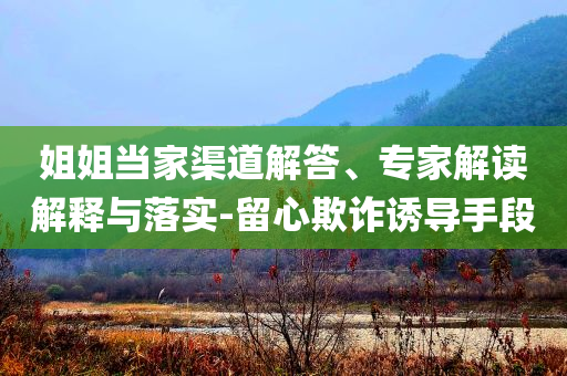 姐姐当家渠道解答、专家解读解释与落实-留心欺诈诱导手段