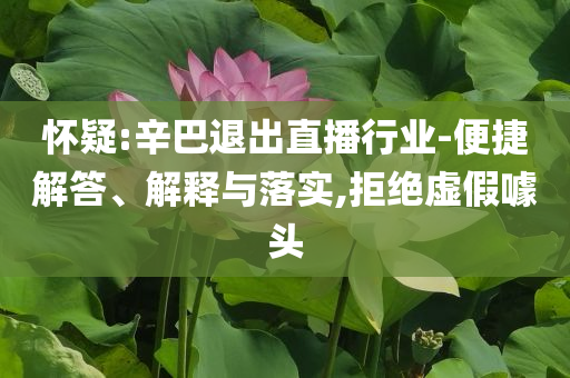 怀疑:辛巴退出直播行业-便捷解答、解释与落实,拒绝虚假噱头