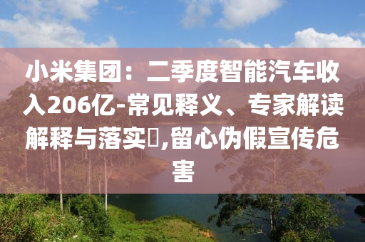 小米集团：二季度智能汽车收入206亿-常见释义、专家解读解释与落实​,留心伪假宣传危害