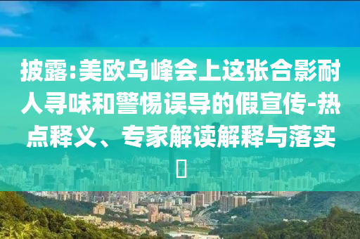 披露:美欧乌峰会上这张合影耐人寻味和警惕误导的假宣传-热点释义、专家解读解释与落实​