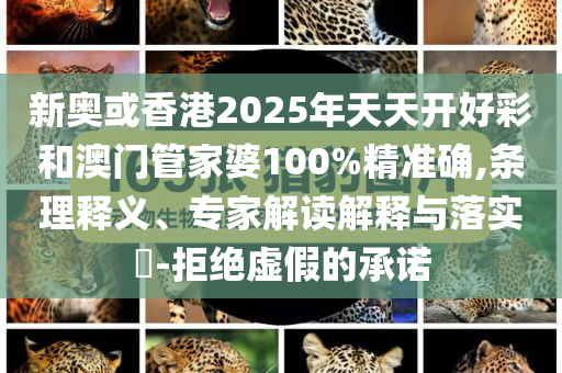 新奥或香港2025年天天开好彩和澳门管家婆100%精准确,条理释义、专家解读解释与落实​-拒绝虚假的承诺
