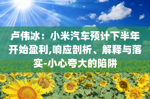 卢伟冰：小米汽车预计下半年开始盈利,响应剖析、解释与落实-小心夸大的陷阱