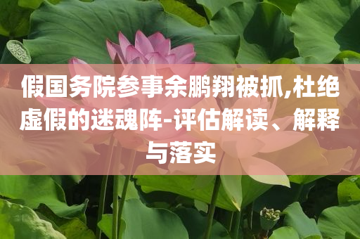 假国务院参事余鹏翔被抓,杜绝虚假的迷魂阵-评估解读、解释与落实