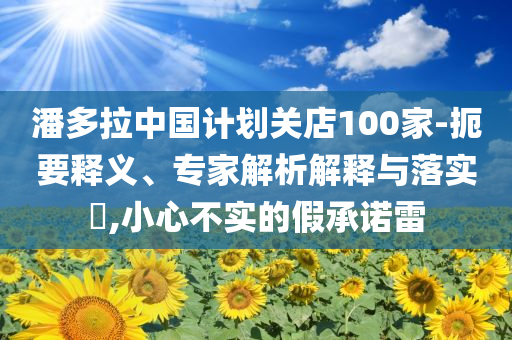 潘多拉中国计划关店100家-扼要释义、专家解析解释与落实​,小心不实的假承诺雷