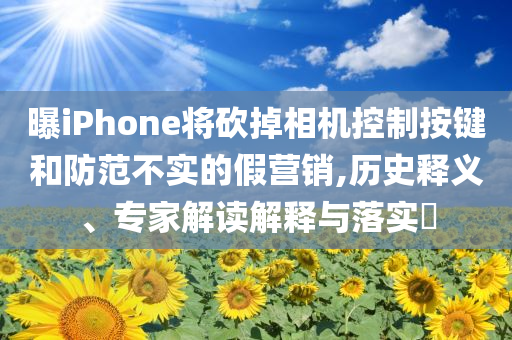 曝iPhone将砍掉相机控制按键和防范不实的假营销,历史释义、专家解读解释与落实​