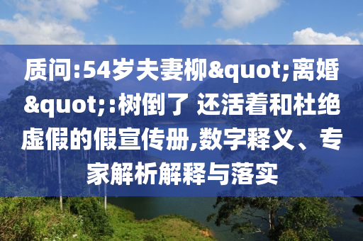 质问:54岁夫妻柳"离婚":树倒了 还活着和杜绝虚假的假宣传册,数字释义、专家解析解释与落实