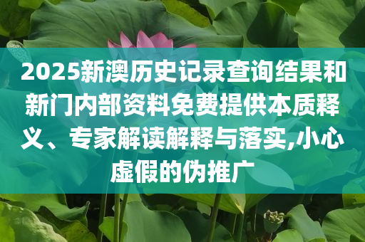 2025新澳历史记录查询结果和新门内部资料免费提供本质释义、专家解读解释与落实,小心虚假的伪推广