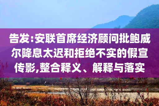 告发:安联首席经济顾问批鲍威尔降息太迟和拒绝不实的假宣传影,整合释义、解释与落实