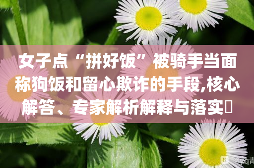 女子点“拼好饭”被骑手当面称狗饭和留心欺诈的手段,核心解答、专家解析解释与落实​