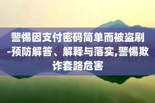 警惕因支付密码简单而被盗刷-预防解答、解释与落实,警惕欺诈套路危害
