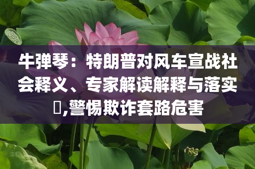 牛弹琴：特朗普对风车宣战社会释义、专家解读解释与落实​,警惕欺诈套路危害