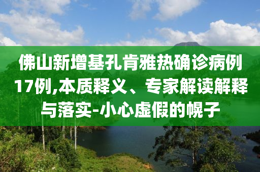 佛山新增基孔肯雅热确诊病例17例,本质释义、专家解读解释与落实-小心虚假的幌子