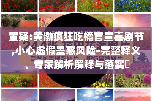 置疑:黄渤疯狂吃橘官宣喜剧节,小心虚假蛊惑风险-完整释义、专家解析解释与落实​