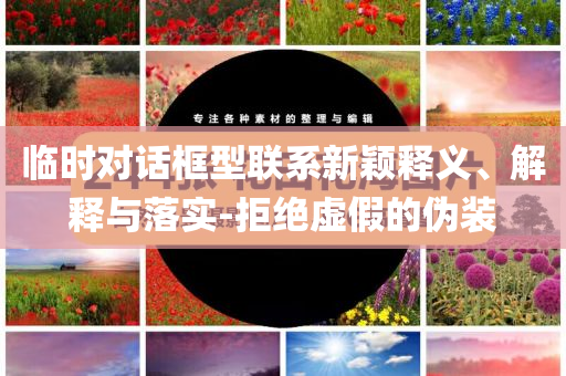 临时对话框型联系新颖释义、解释与落实-拒绝虚假的伪装