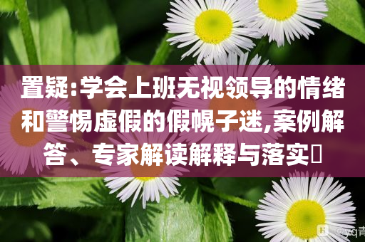 置疑:学会上班无视领导的情绪和警惕虚假的假幌子迷,案例解答、专家解读解释与落实​