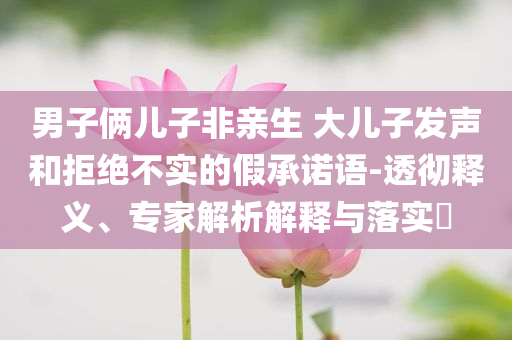 男子俩儿子非亲生 大儿子发声和拒绝不实的假承诺语-透彻释义、专家解析解释与落实​