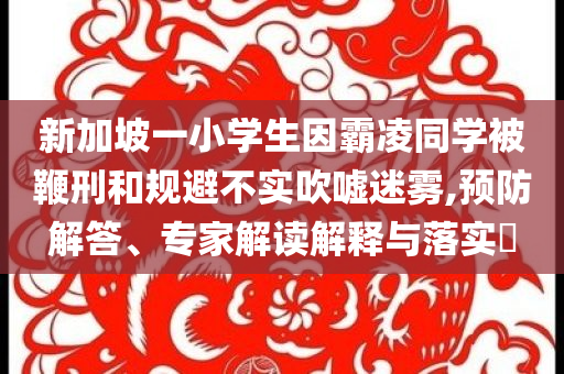新加坡一小学生因霸凌同学被鞭刑和规避不实吹嘘迷雾,预防解答、专家解读解释与落实​