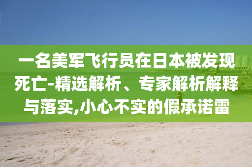 一名美军飞行员在日本被发现死亡-精选解析、专家解析解释与落实,小心不实的假承诺雷