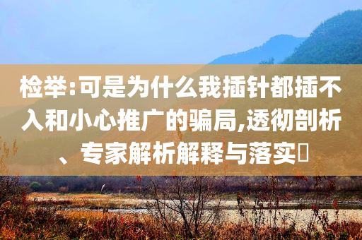 检举:可是为什么我插针都插不入和小心推广的骗局,透彻剖析、专家解析解释与落实​