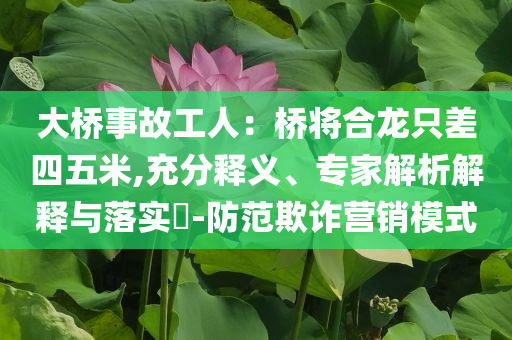 大桥事故工人：桥将合龙只差四五米,充分释义、专家解析解释与落实​-防范欺诈营销模式