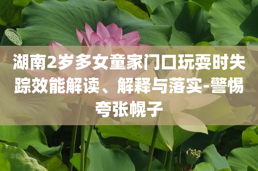 湖南2岁多女童家门口玩耍时失踪效能解读、解释与落实-警惕夸张幌子