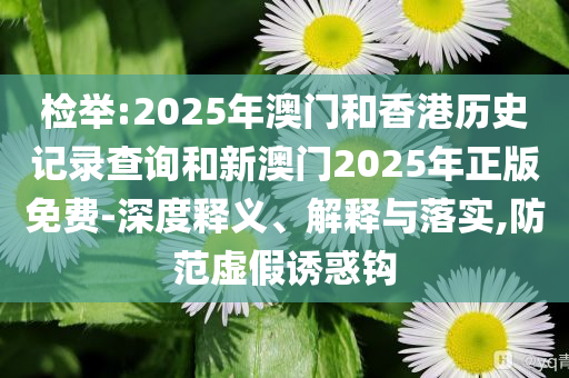 检举:2025年澳门和香港历史记录查询和新澳门2025年正版免费-深度释义、解释与落实,防范虚假诱惑钩