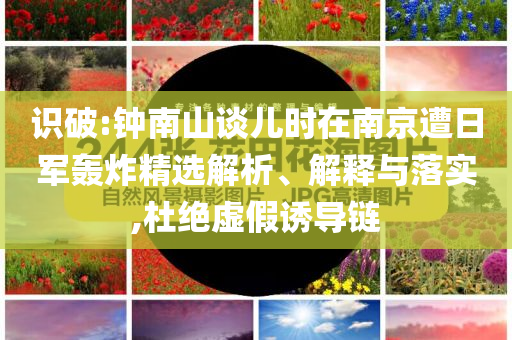 识破:钟南山谈儿时在南京遭日军轰炸精选解析、解释与落实,杜绝虚假诱导链
