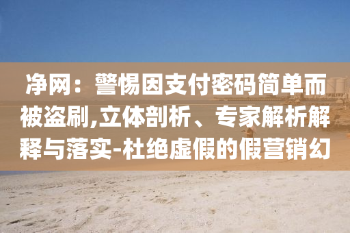 净网：警惕因支付密码简单而被盗刷,立体剖析、专家解析解释与落实-杜绝虚假的假营销幻