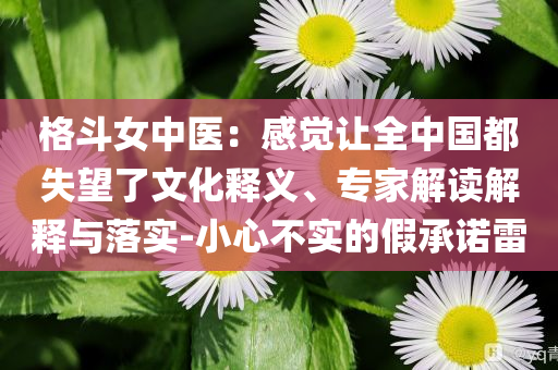 格斗女中医：感觉让全中国都失望了文化释义、专家解读解释与落实-小心不实的假承诺雷