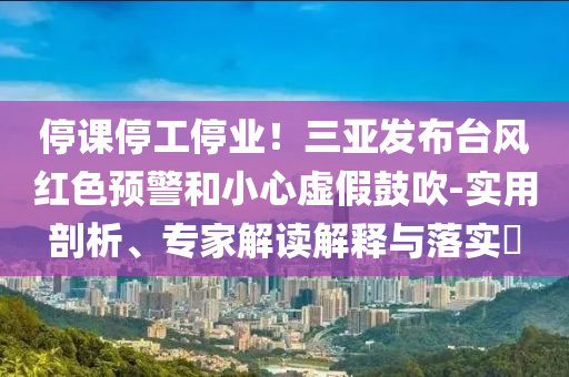 停课停工停业！三亚发布台风红色预警和小心虚假鼓吹-实用剖析、专家解读解释与落实​