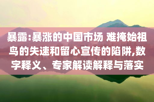 暴露:暴涨的中国市场 难掩始祖鸟的失速和留心宣传的陷阱,数字释义、专家解读解释与落实