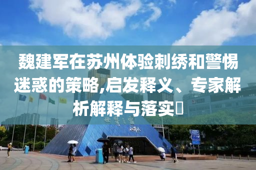 魏建军在苏州体验刺绣和警惕迷惑的策略,启发释义、专家解析解释与落实​