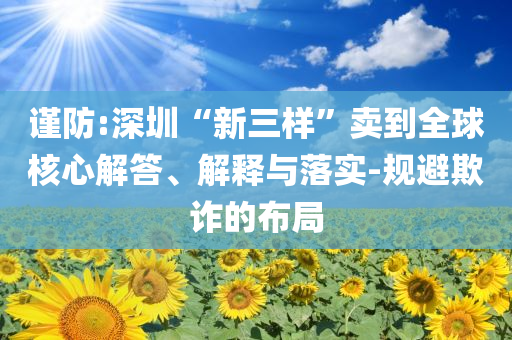 谨防:深圳“新三样”卖到全球核心解答、解释与落实-规避欺诈的布局