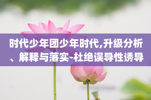 时代少年团少年时代,升级分析、解释与落实-杜绝误导性诱导