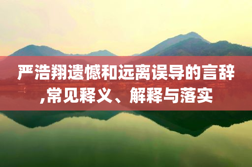 严浩翔遗憾和远离误导的言辞,常见释义、解释与落实