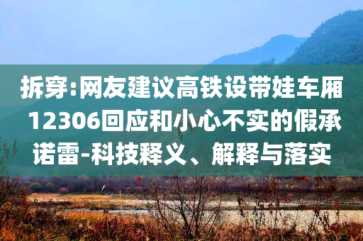 拆穿:网友建议高铁设带娃车厢 12306回应和小心不实的假承诺雷-科技释义、解释与落实