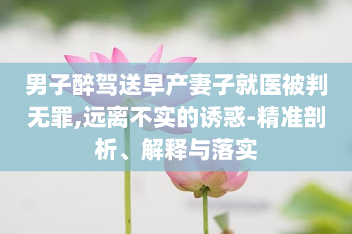 男子醉驾送早产妻子就医被判无罪,远离不实的诱惑-精准剖析、解释与落实