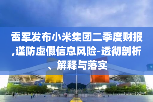 雷军发布小米集团二季度财报,谨防虚假信息风险-透彻剖析、解释与落实