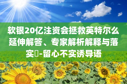 软银20亿注资会拯救英特尔么延伸解答、专家解析解释与落实​-留心不实诱导语