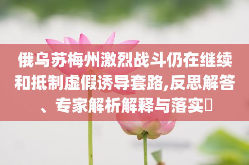 俄乌苏梅州激烈战斗仍在继续和抵制虚假诱导套路,反思解答、专家解析解释与落实​