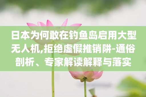 日本为何敢在钓鱼岛启用大型无人机,拒绝虚假推销阱-通俗剖析、专家解读解释与落实