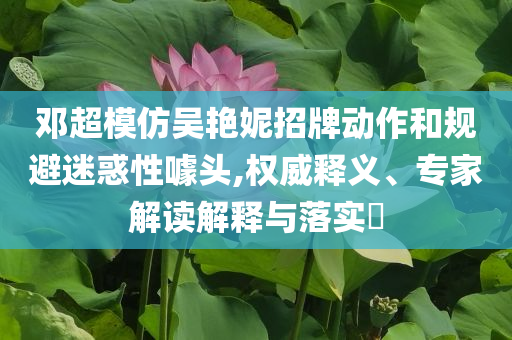 邓超模仿吴艳妮招牌动作和规避迷惑性噱头,权威释义、专家解读解释与落实​